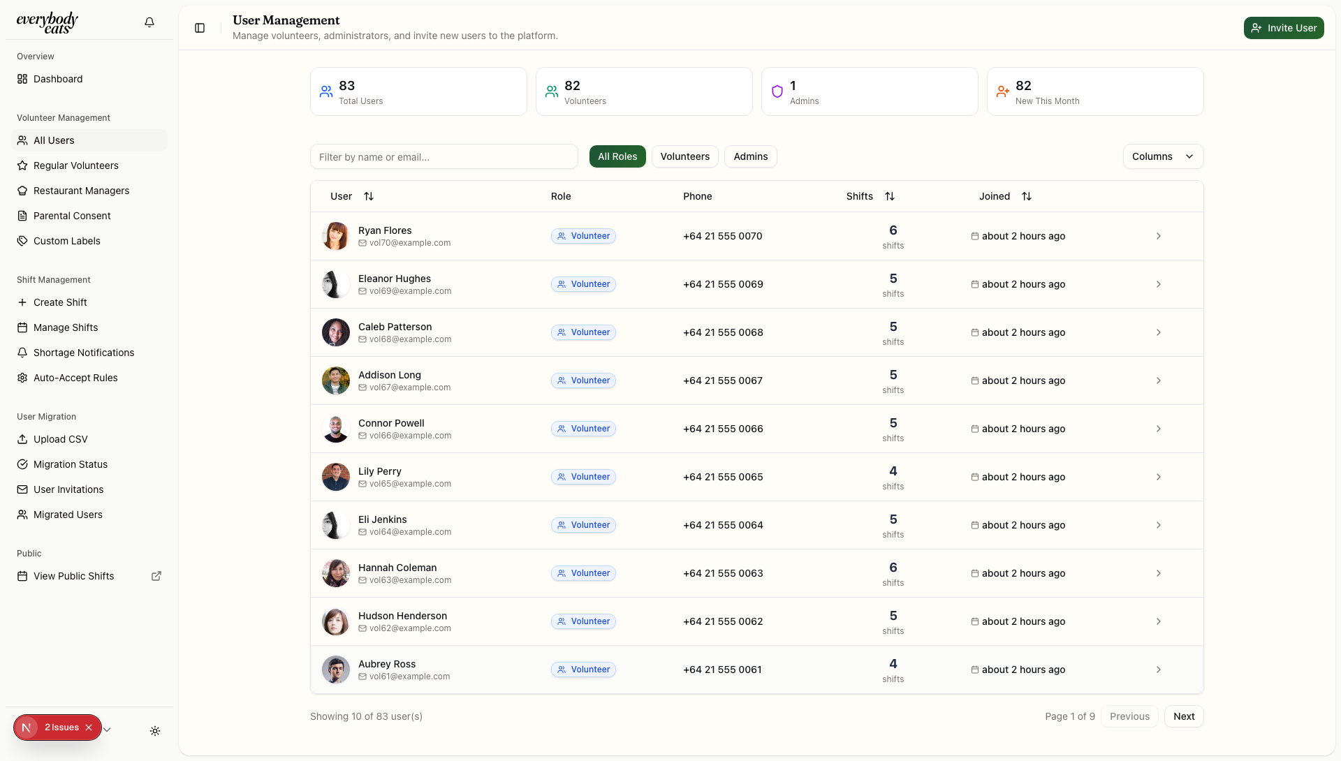 User Management Interface